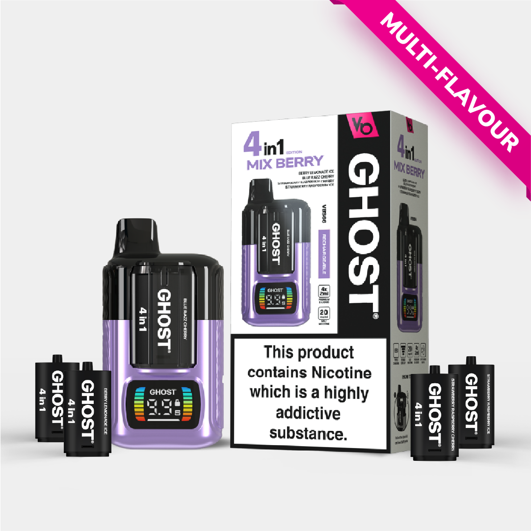vape 4 in 1 flavours Mix Berry Edition Ghost® 4 in 1 Rechargeable Device – Vapes Bars®