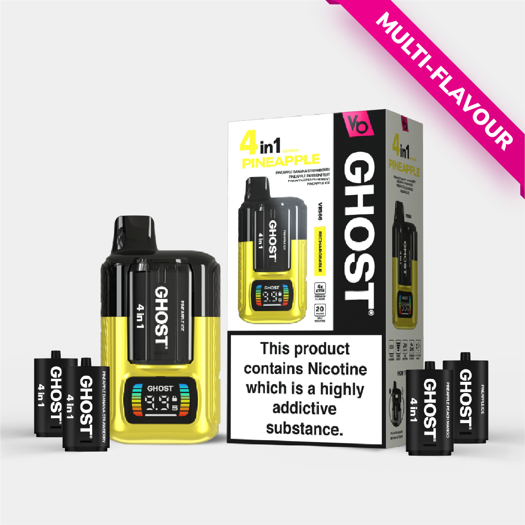 Pineapple Edition Ghost 4 in 1 Rechargeable Device Vapes Bars Pineapple Edition Ghost 4 in 1 Rechargeable Device Vapes Bars