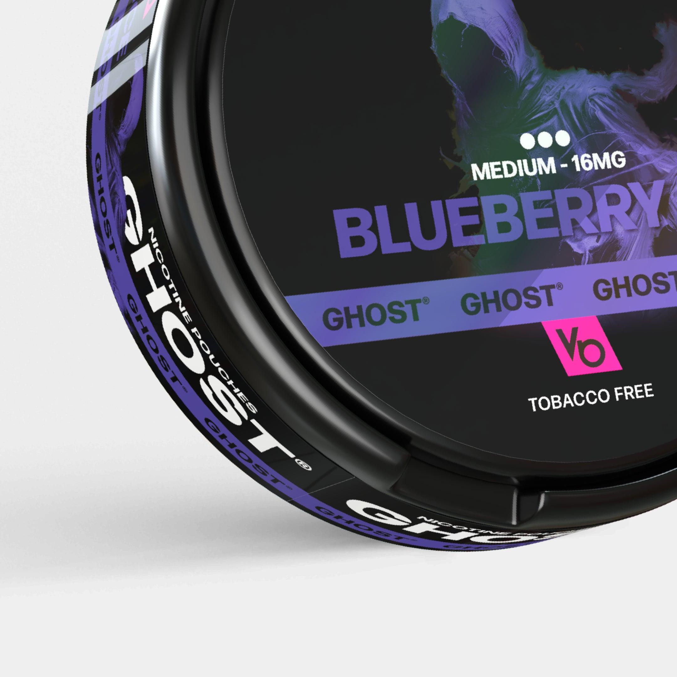 Ghost Blueberry Ice 16mg Nicotine Pouches, tobacco-free close-up