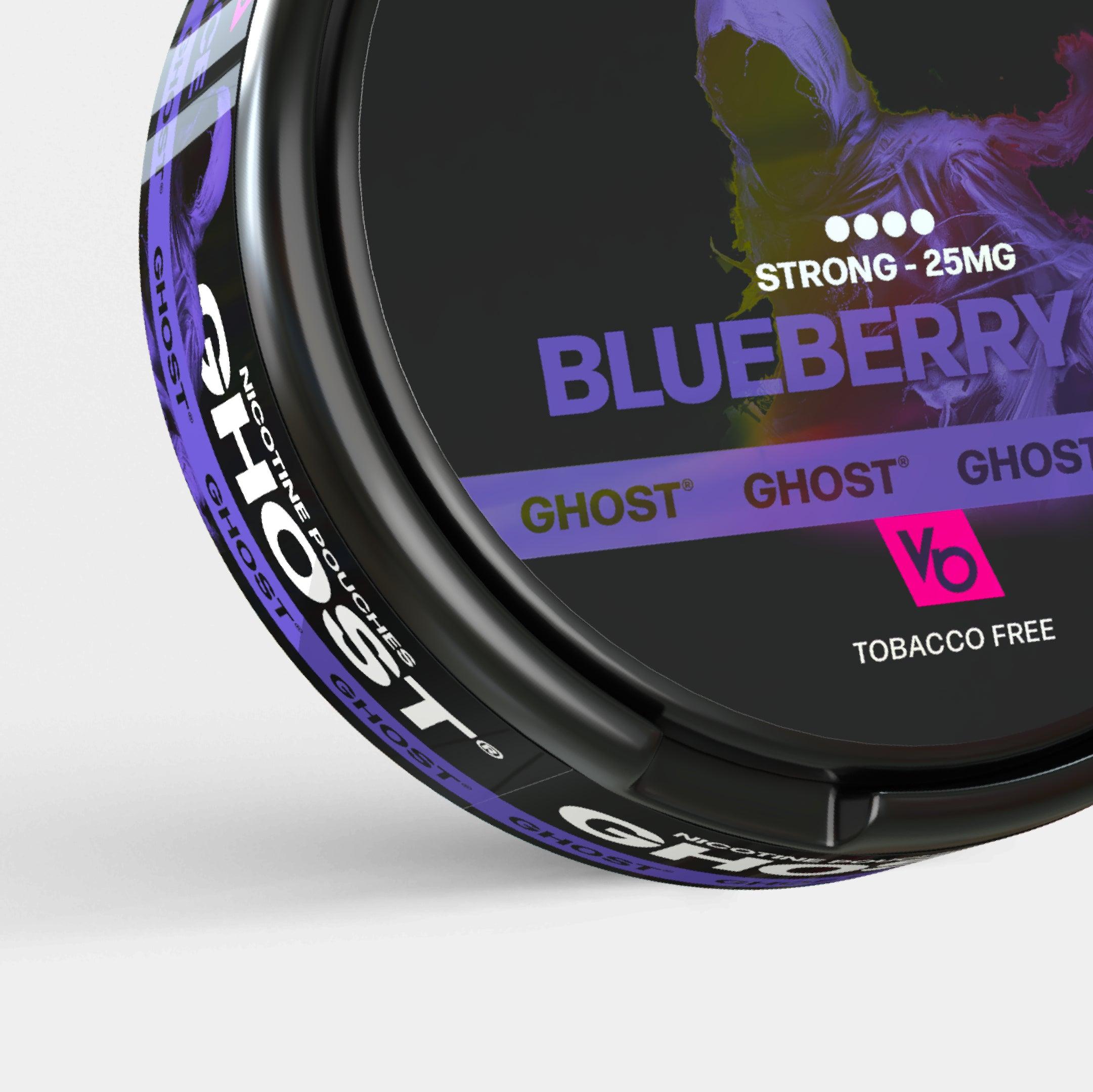Ghost Blueberry Ice 25mg Nicotine Pouches, tobacco-free close-up
