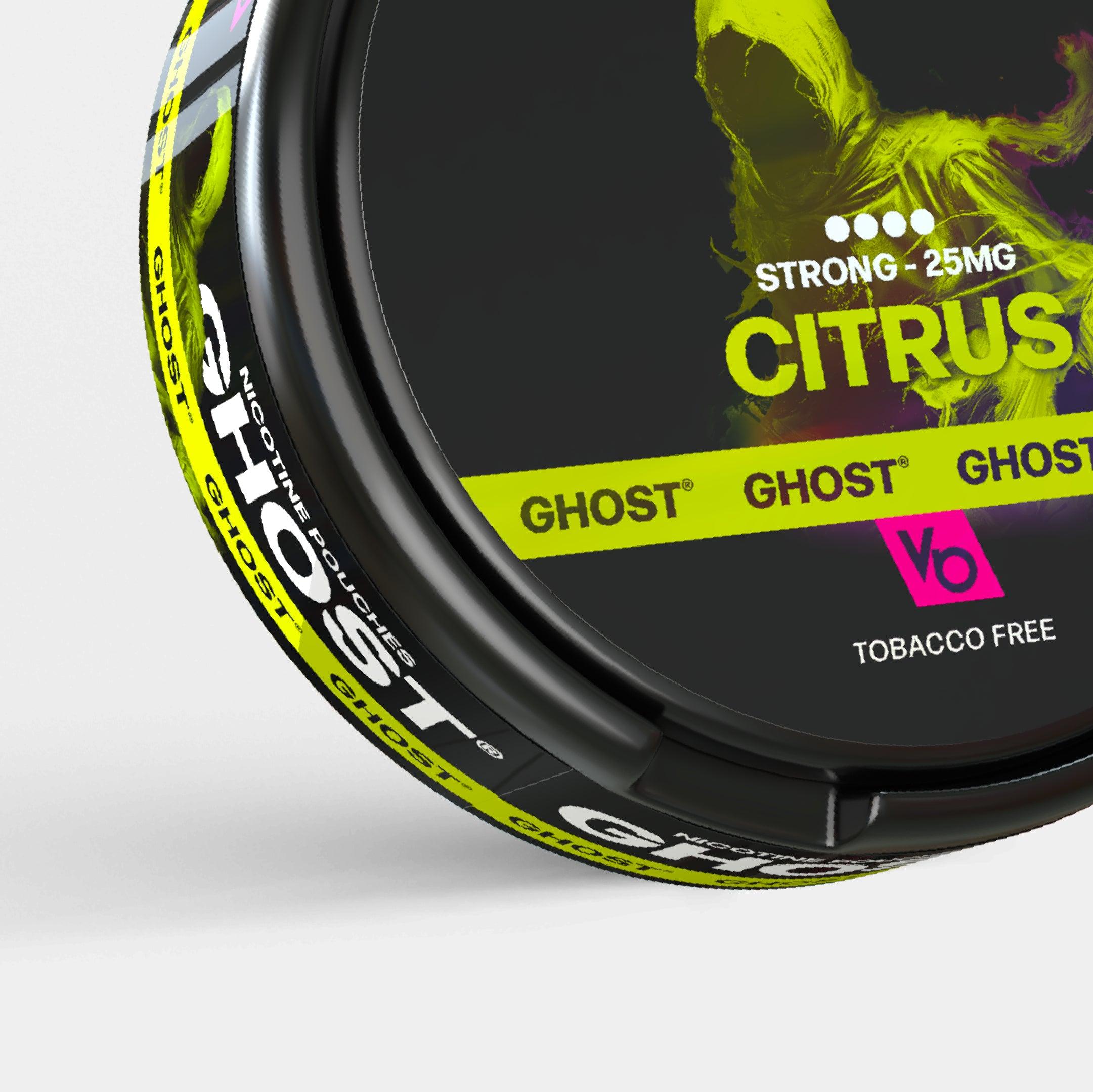 Ghost Citrus 25mg Nicotine Pouches, tobacco-free close-up