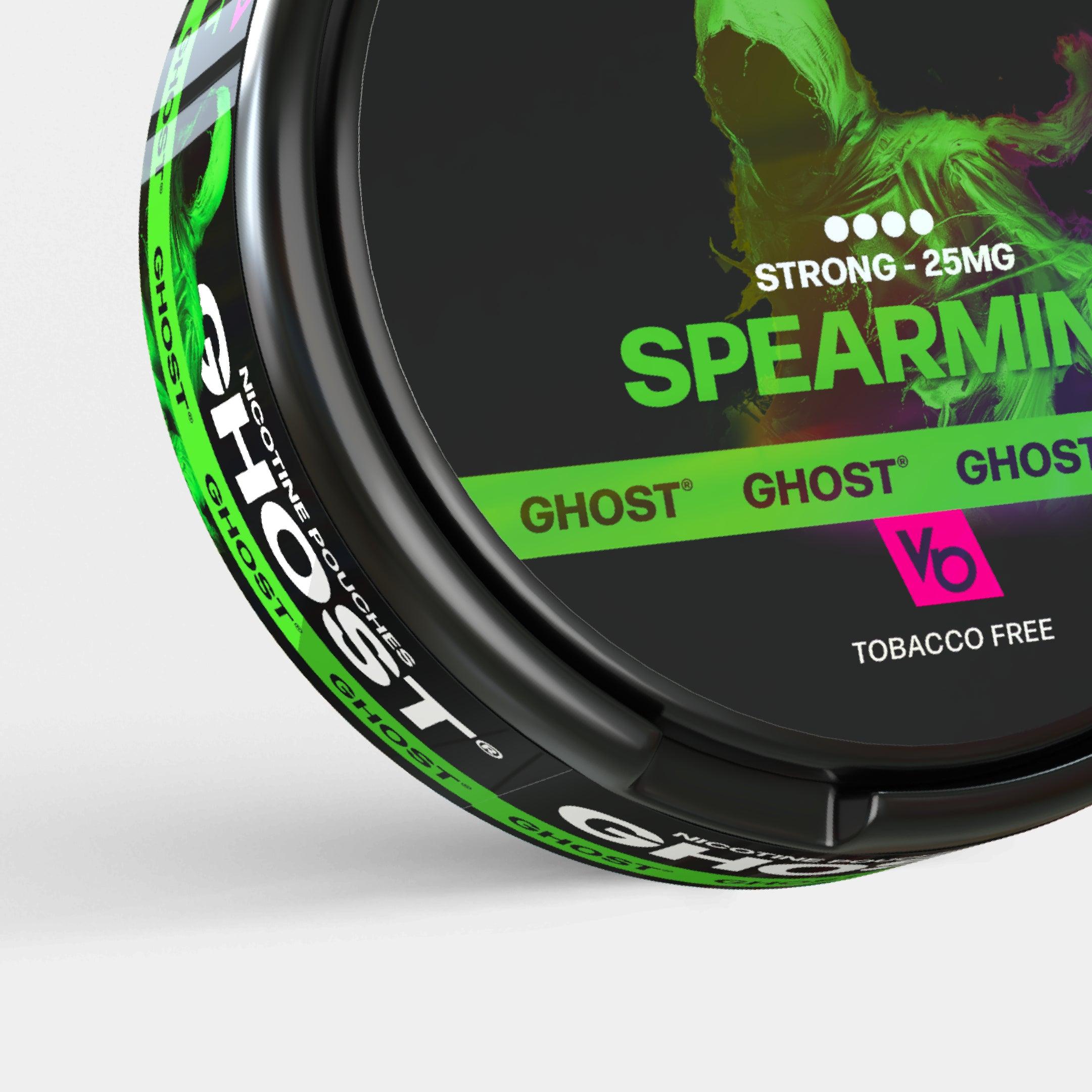 Ghost Spearmint 25mg Nicotine Pouches, tobacco-free close-up