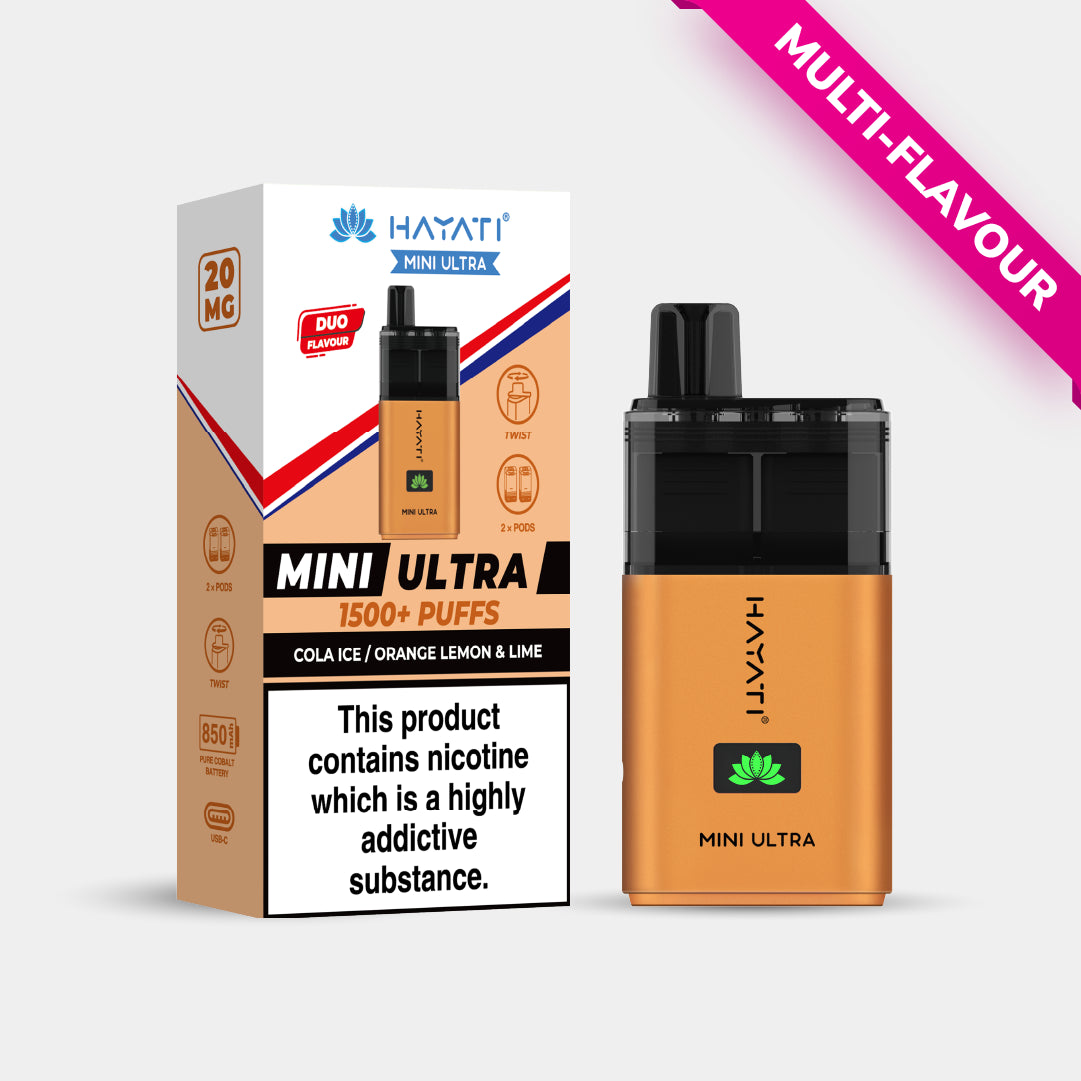 Cola Ice | Orange Lemon & Lime | Hayati Mini Ultra Vapes Bars Cola Ice | Orange Lemon & Lime | Hayati Mini Ultra Vapes Bars