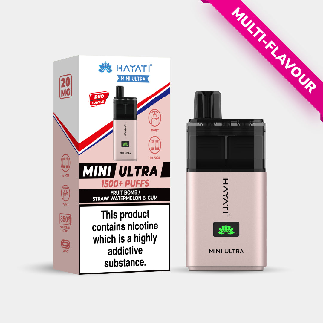 Fruit Bomb | Straw' Watermelon B'Gum | Hayati Mini Ultra Vapes Bars Fruit Bomb | Straw' Watermelon B'Gum | Hayati Mini Ultra Vapes Bars