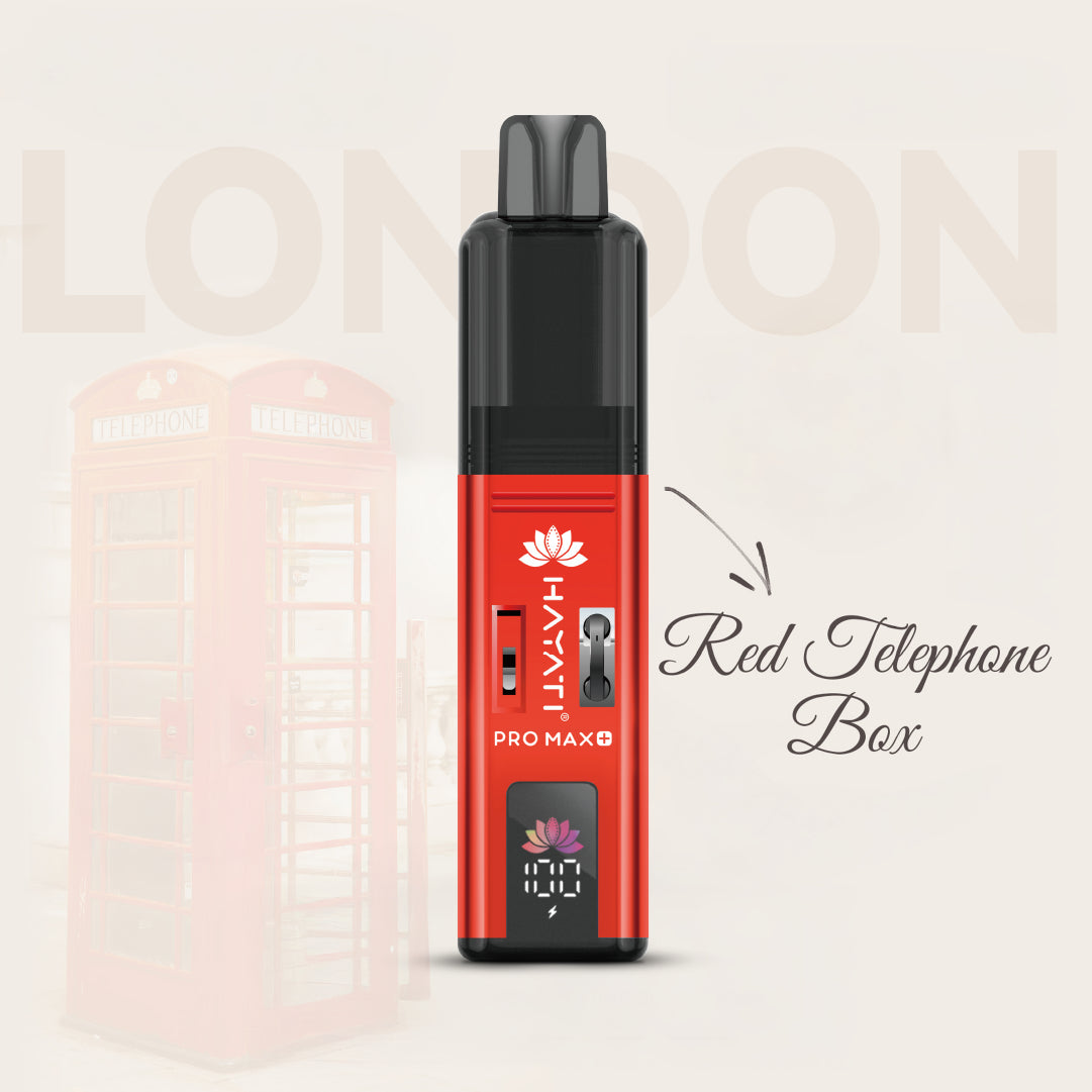 Hayati Pro Max+ Red Telephone Box Juicy Peach | Vapes Bars Hayati Pro Max+ Red Telephone Box Juicy Peach | Vapes Bars