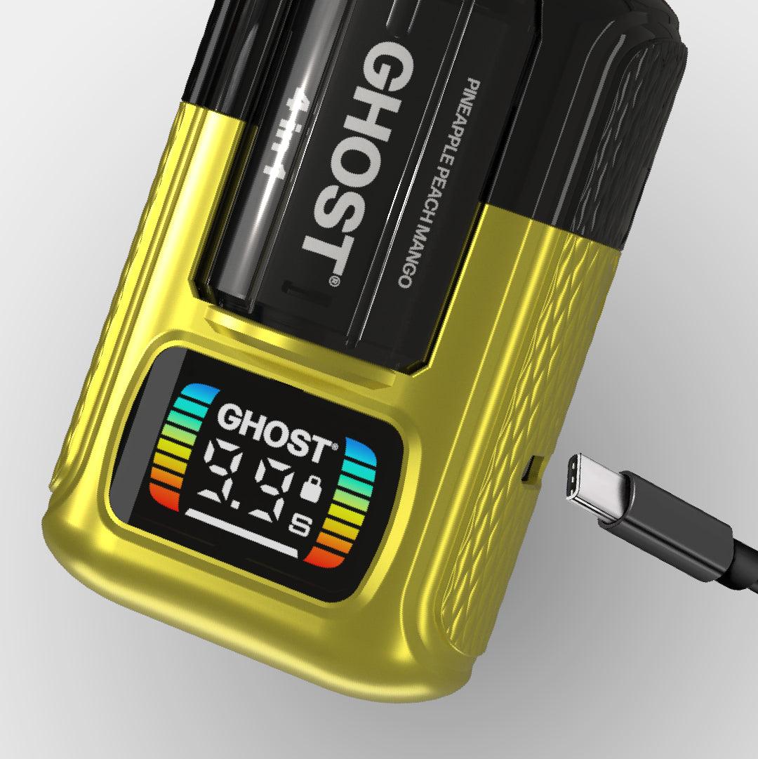 Ghost 4 in 1 Pineapple Peach Mango Vape with a Cable