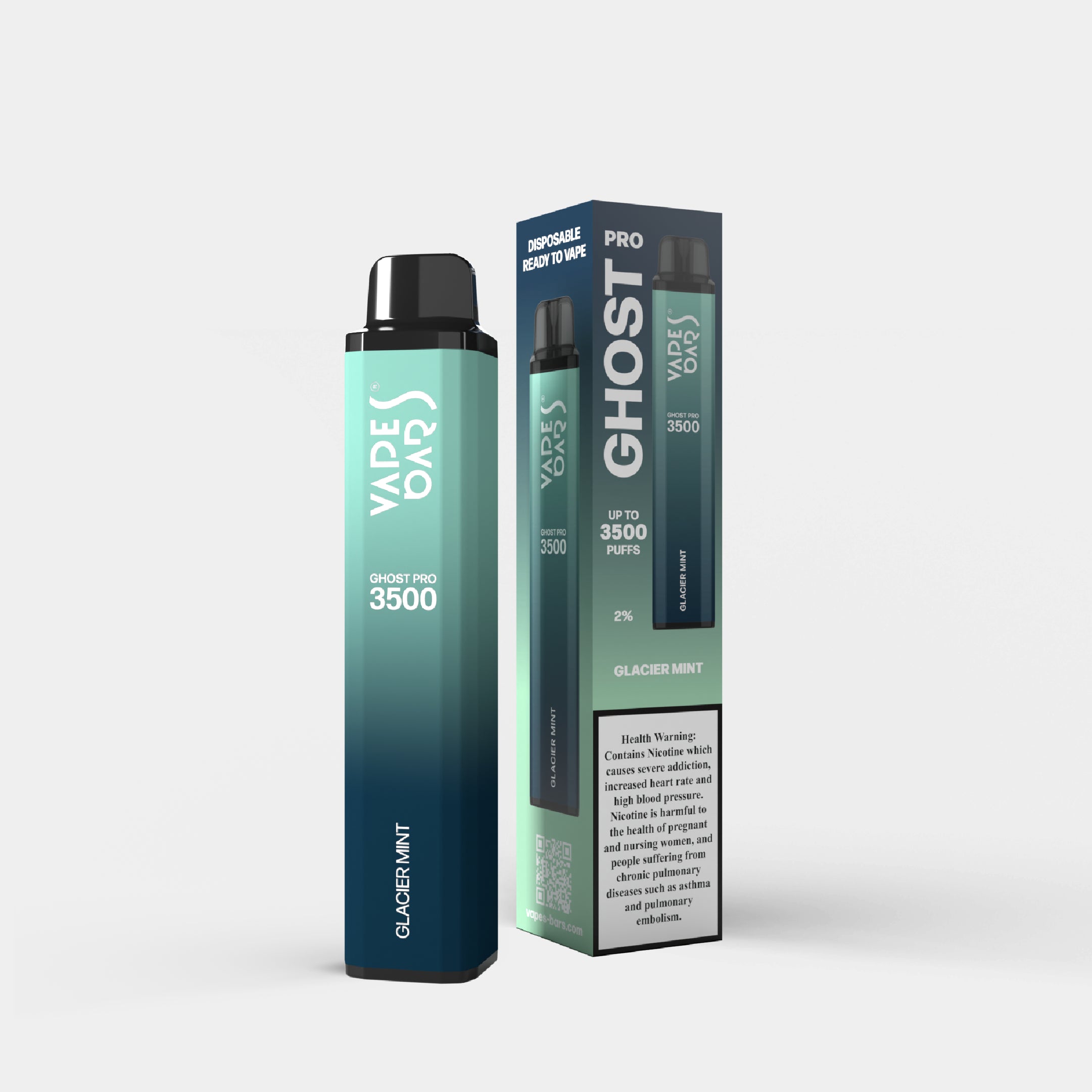 Ghost Pro 3500 vape device in Glacier Mint Flavor With Packaging