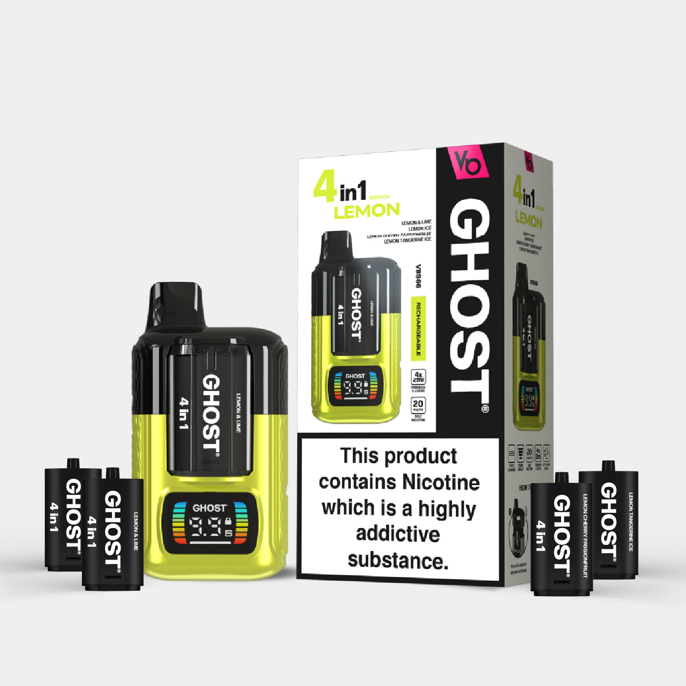 Ghost 4 in 1 Lemon Edition Vape Pods with a Packaging