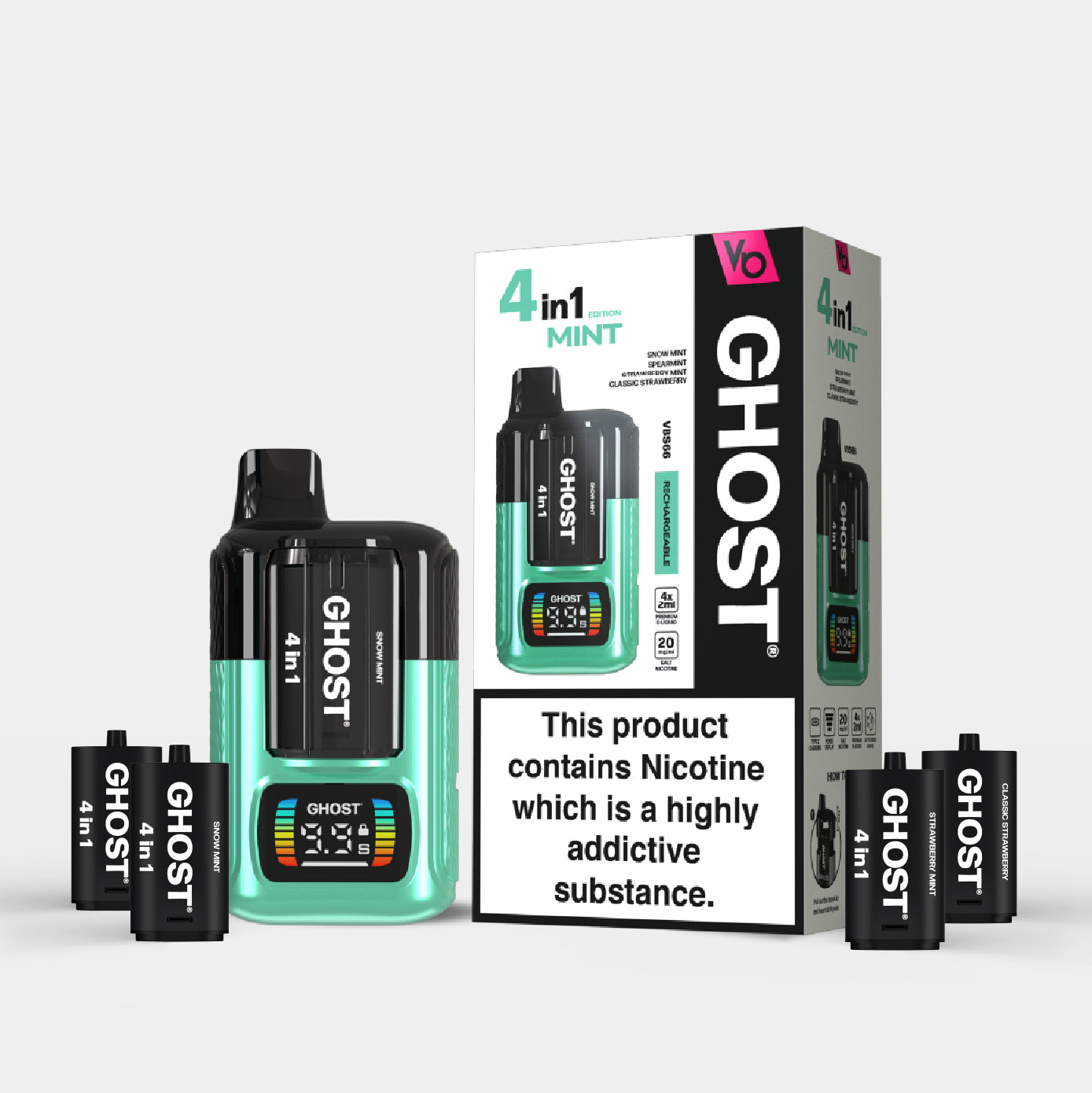 Ghost 4in1 Mint Edition Vape Pods with packaging