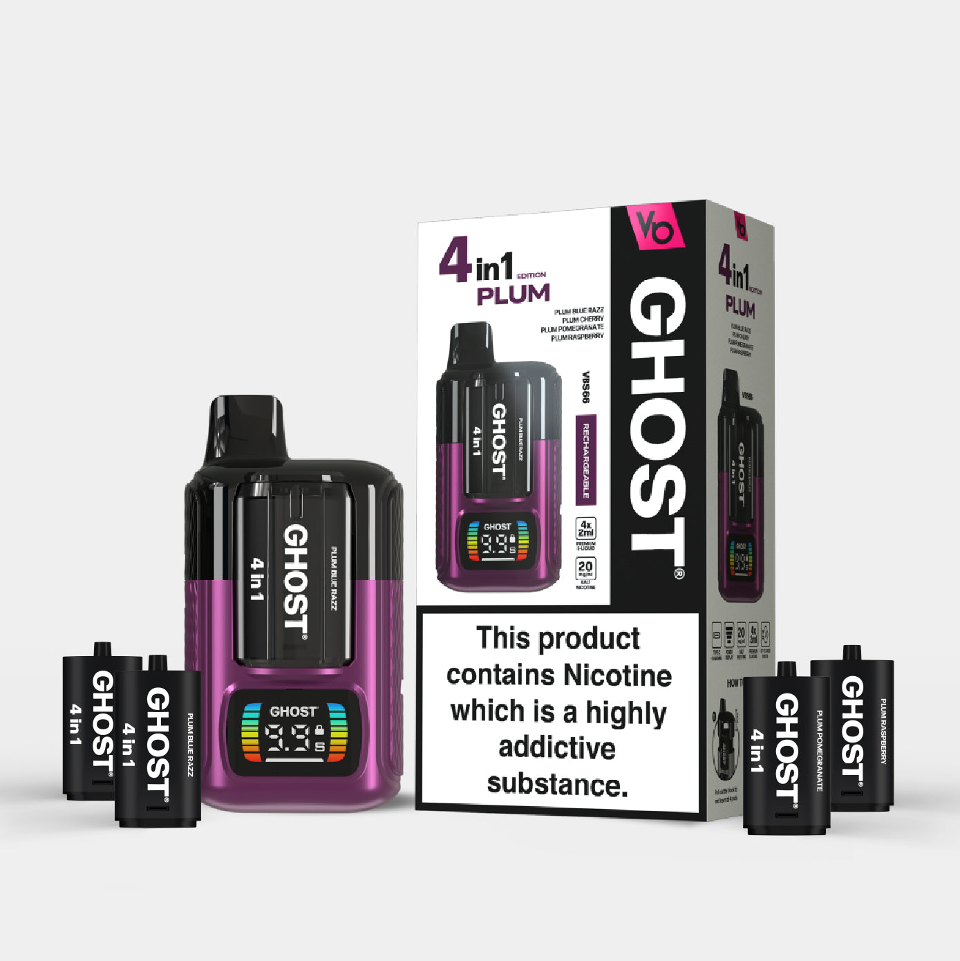 Ghost 4 in 1 Plum Edition Vape Pods with a Packaging 