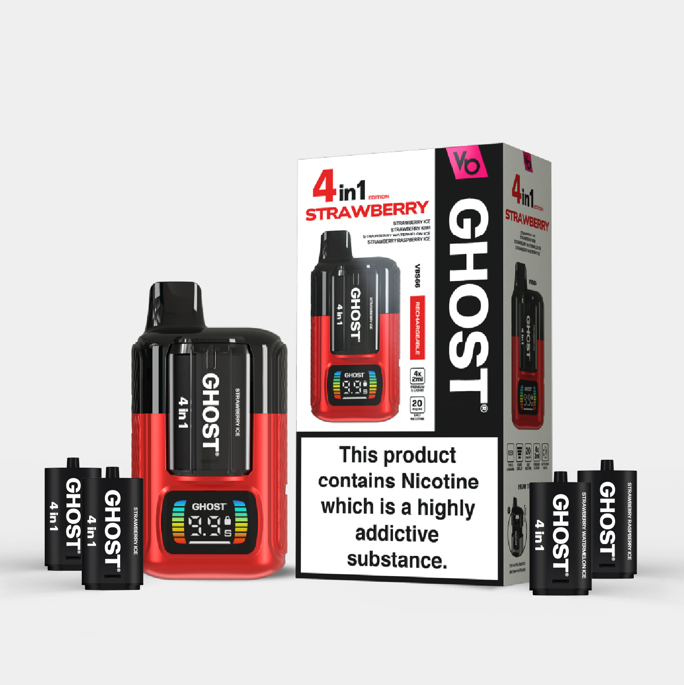 Ghost 4in1 Strawberry Edition and a pods With Packaging