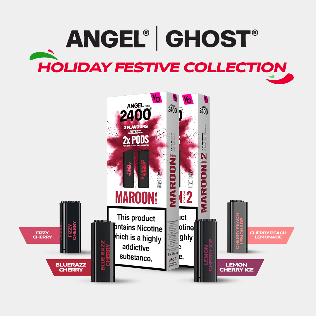 Angel 2400 Maroon Edition with 4 different pods as holiday festive collection