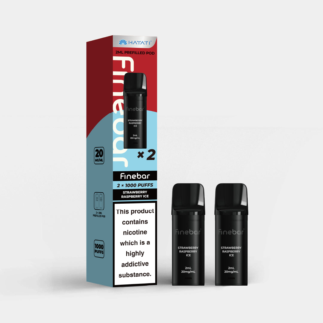 Finebar® Strawberry Raspberry Ice 2 x 2ml prefilled pods | Vapes Bars® UK