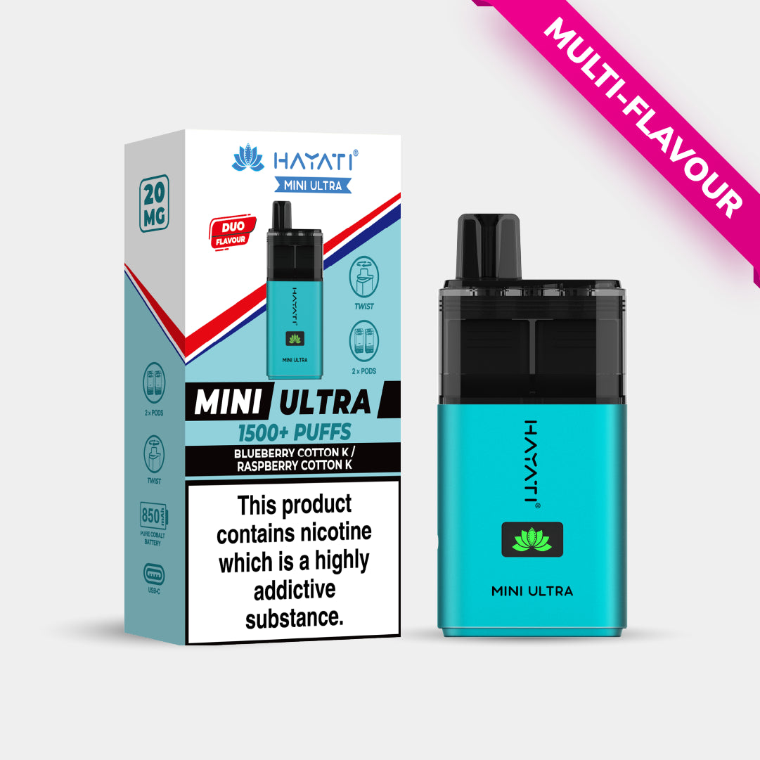 Blueberry Cotton K | Raspberry Cotton K | Hayati® Mini Ultra – Vapes Bars®