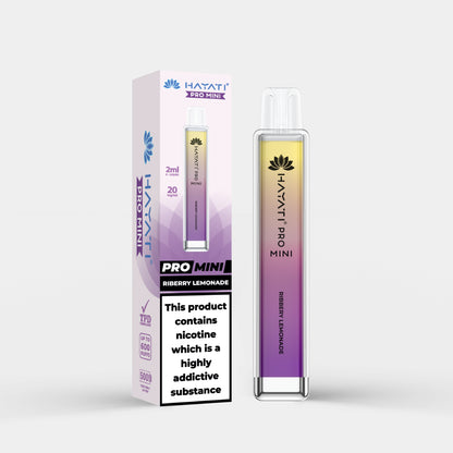 Hayati Pro Mini vape device in Riberry Lemonade flavor with packaging