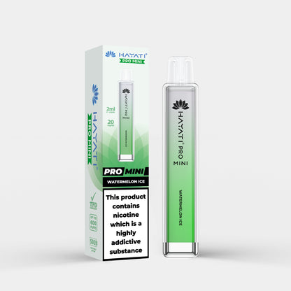 Hayati Pro Mini vape device in Watermelon Ice flavor with packaging