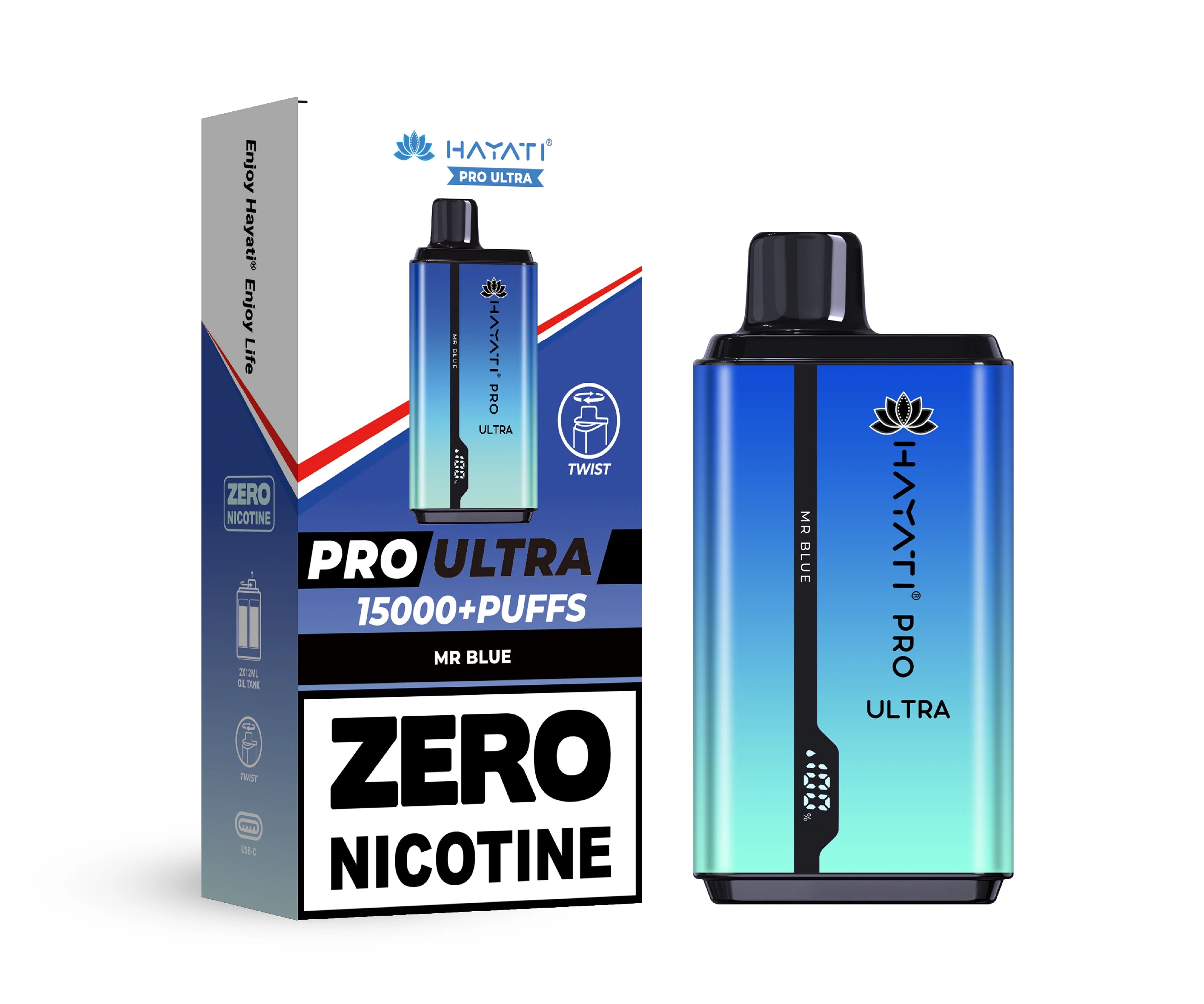 Hayati Pro Ultra in Mr. Blue Vape Device with Packaging