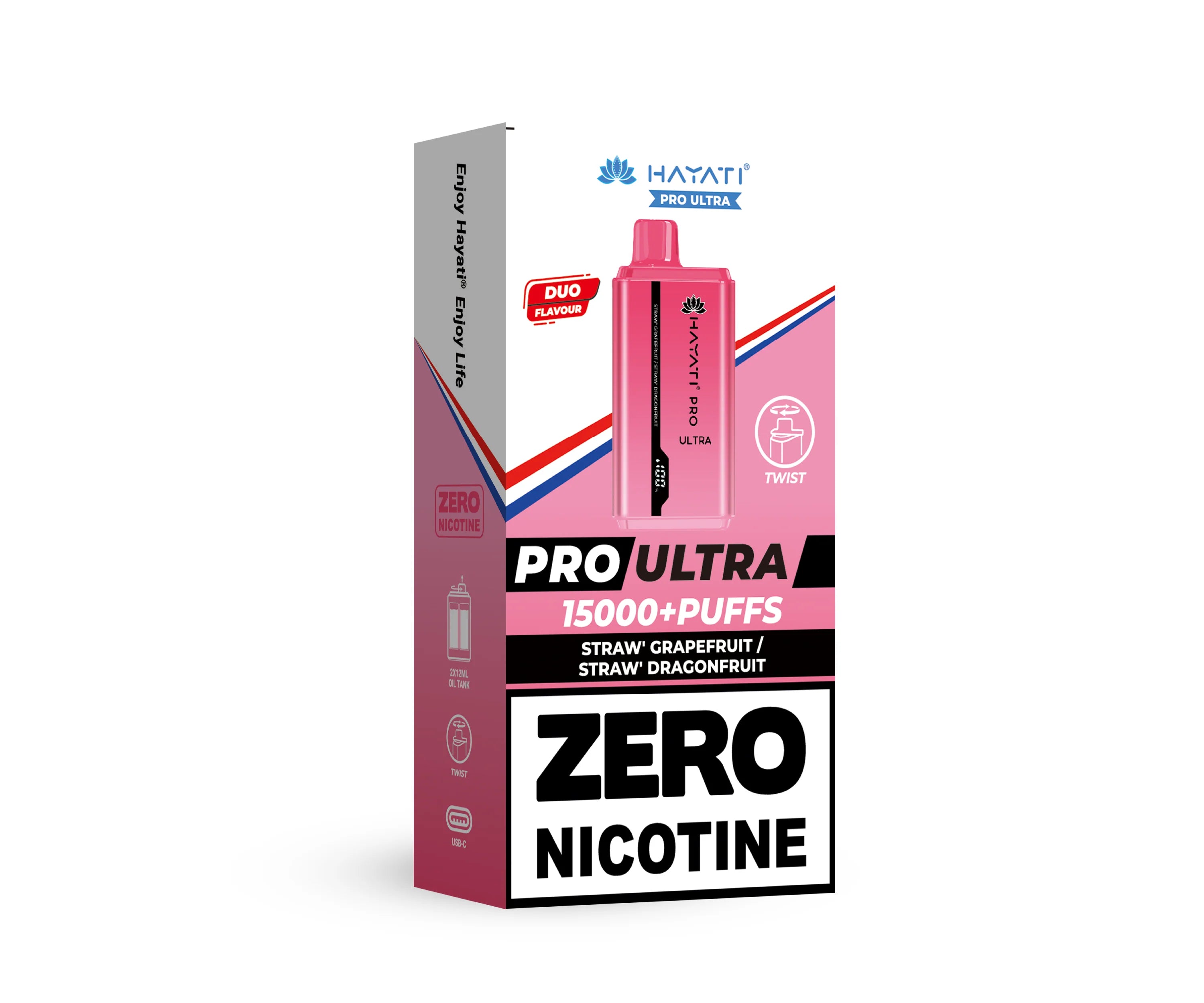 Hayati Pro Ultra vape device in Straw' Grapefruit & Straw' Dragonfruit flavor