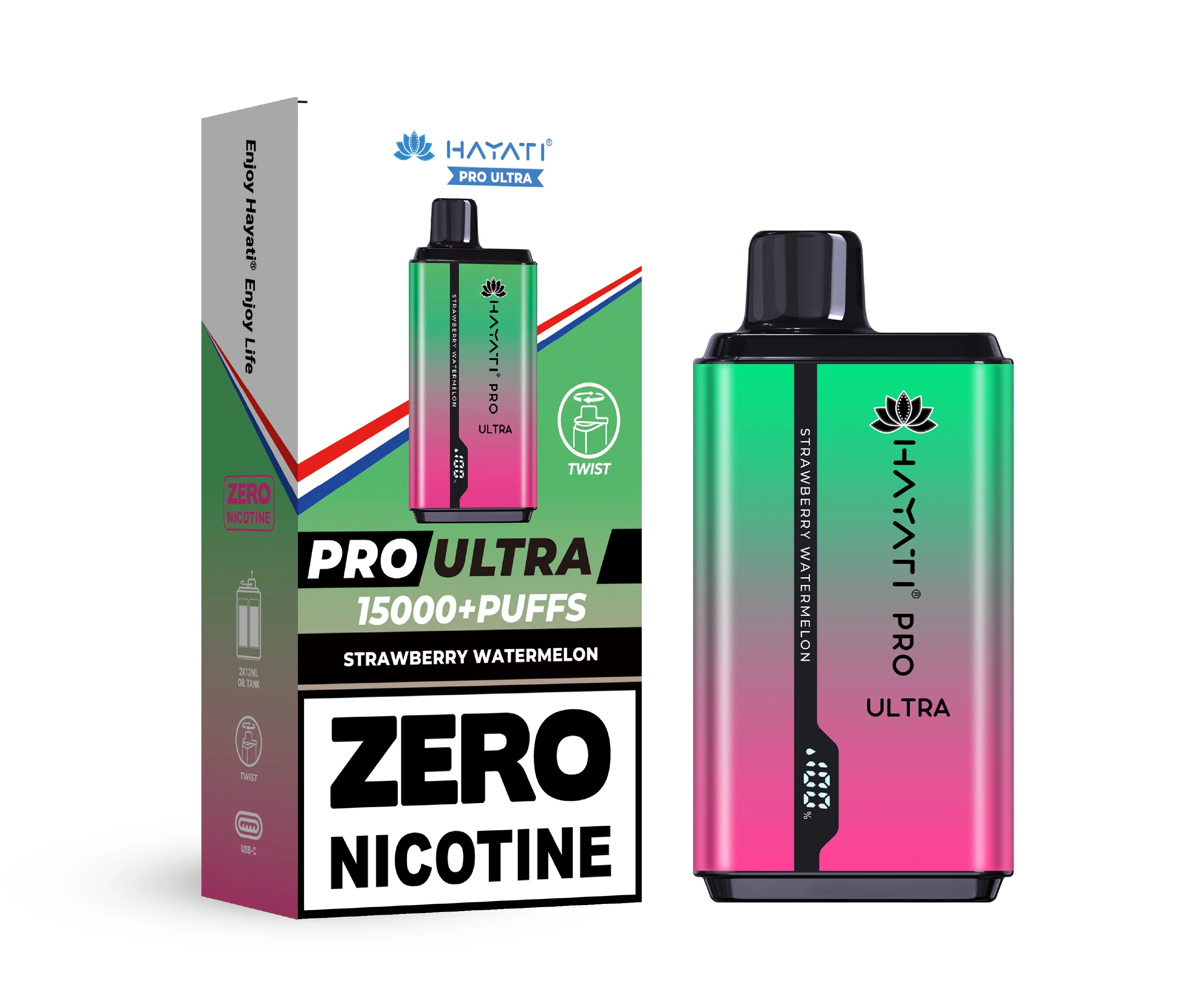 Hayati Pro Ultra vape device in Strawberry Watermelon flavor with packaging