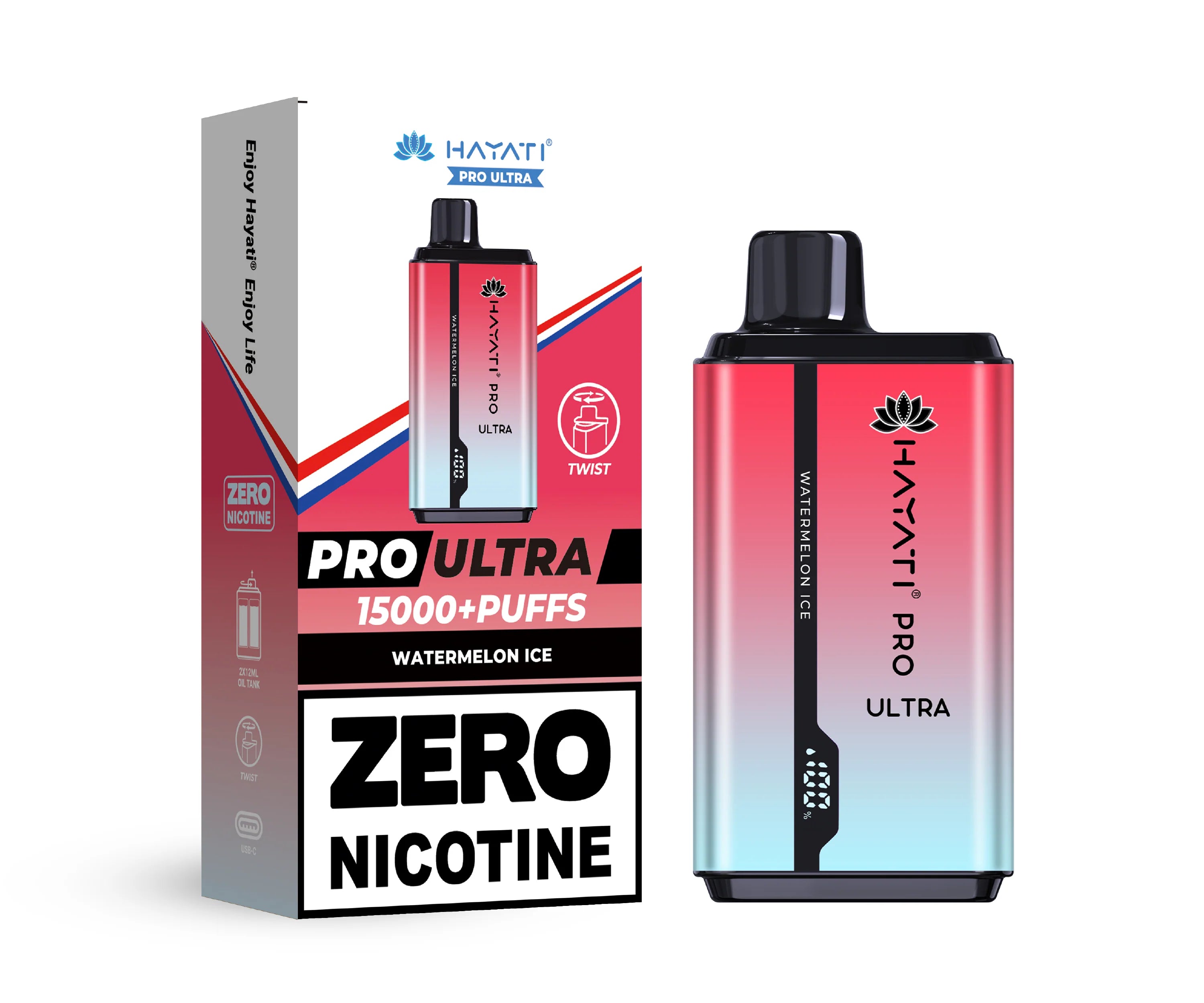 Hayati Pro Ultra vape device in Watermelon Ice flavor with packaging