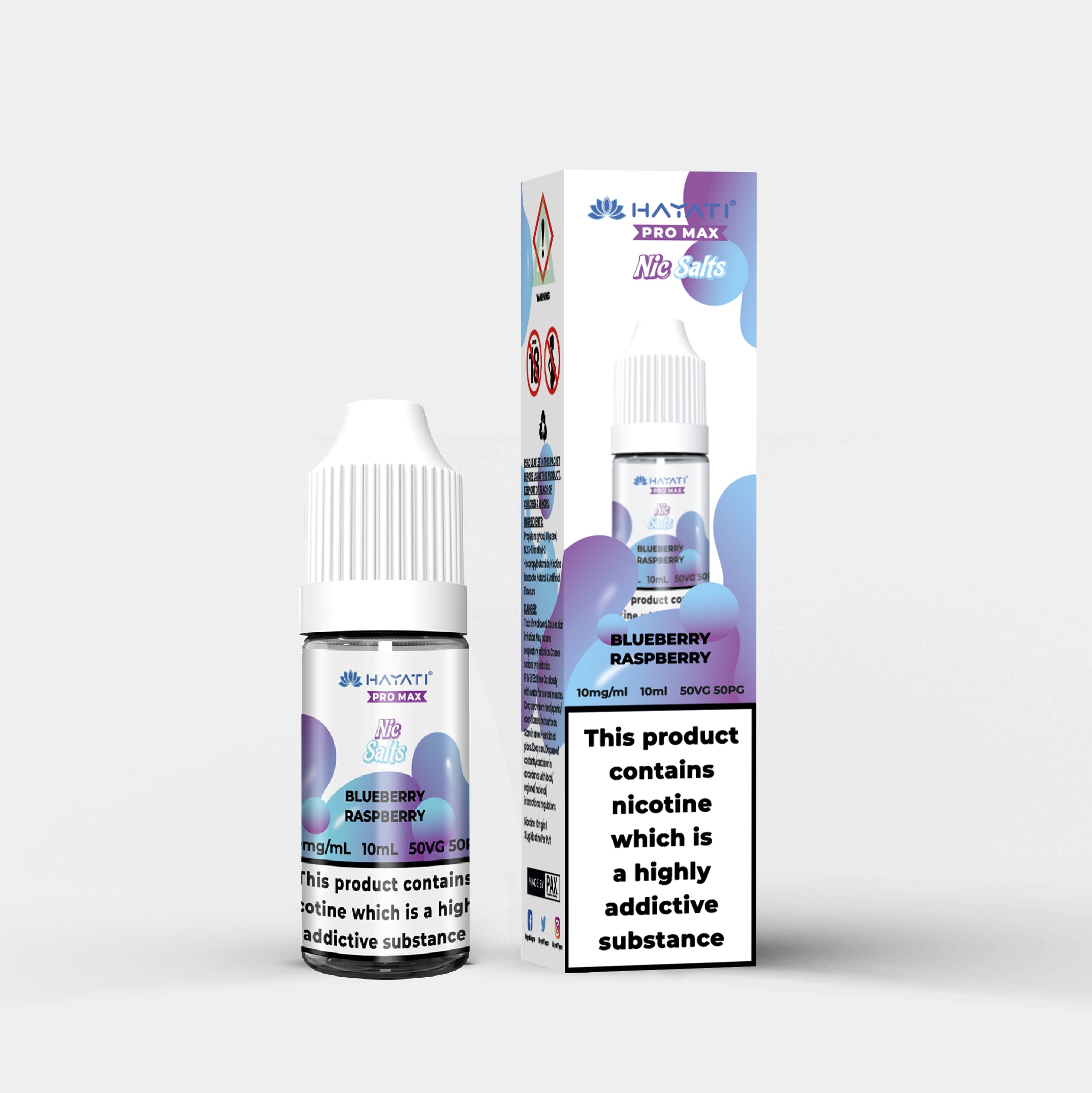 Hayati Salts 10 Ml Blueberry Raspberry With Packaging