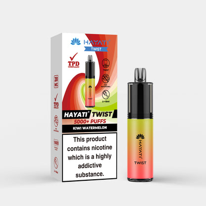 Hayati Twist vape device in Kiwi Watermelon flavor with packaging