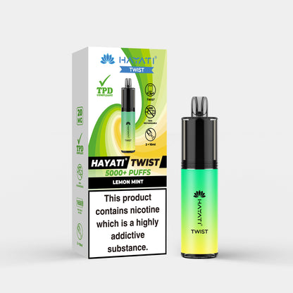 Hayati Twist vape device in Lemon Mint flavor with packaging