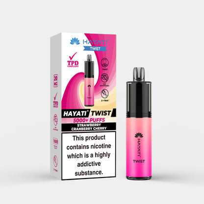 Hayati Twist vape device in Strawberry Cranberry Cherry flavor with packaging