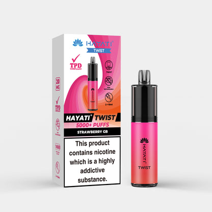 Hayati Twist vape device in Strawberry Gummy Bear flavor with packaging