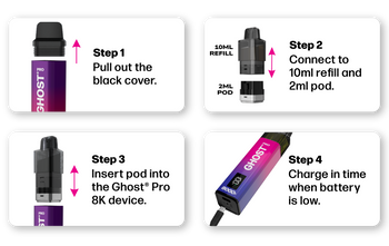 Ghost Pro 8000+ White Mamba Pod System | Vapes Bars Ghost Pro 8000+ White Mamba Pod System | Vapes Bars