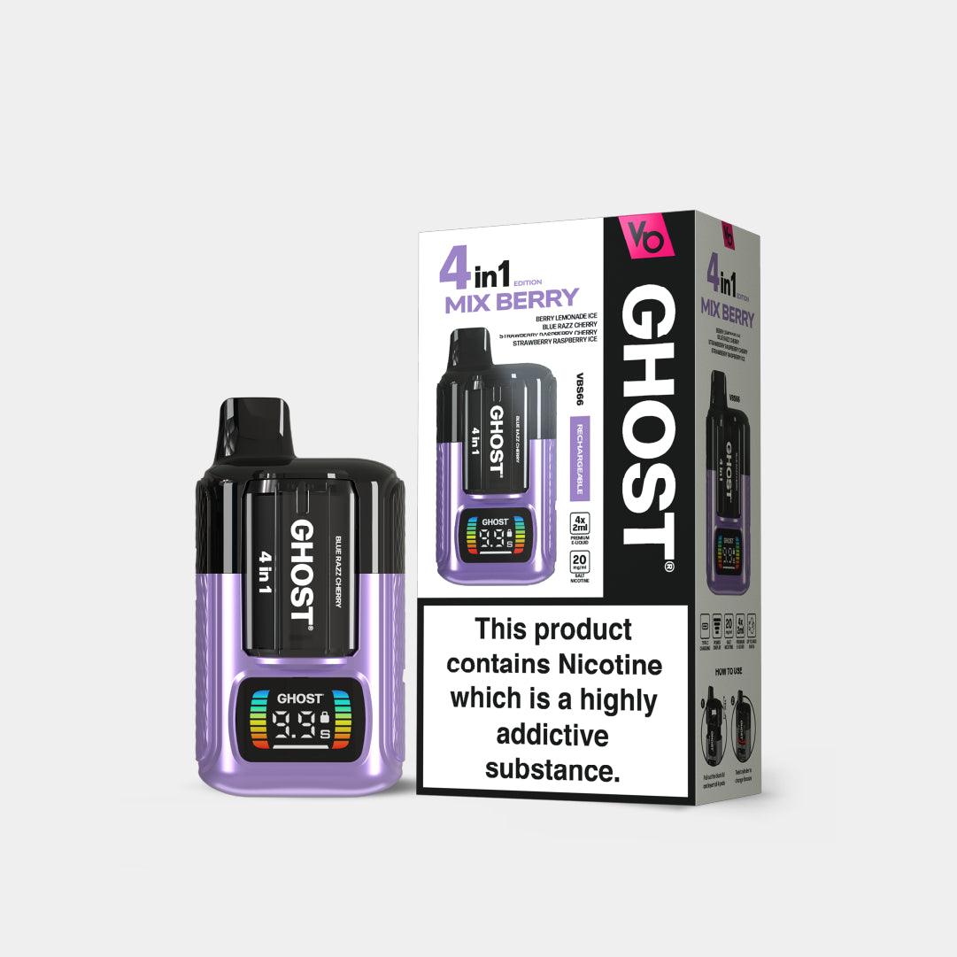 Mix Berry Edition Ghost 4 in 1 Rechargeable Device Vapes Bars Mix Berry Edition Ghost 4 in 1 Rechargeable Device Vapes Bars