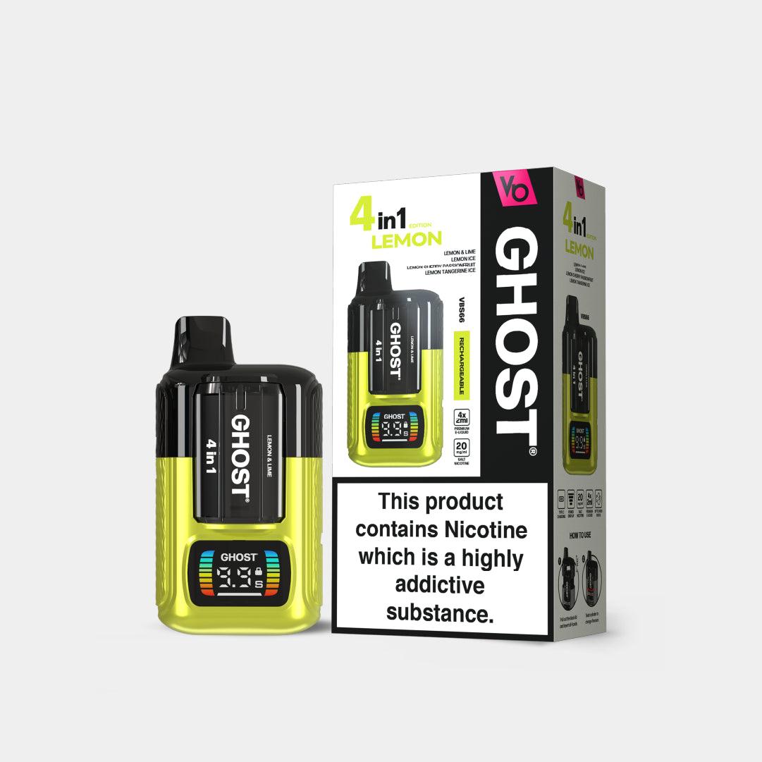 Lemon Edition Ghost 4 in 1 Rechargeable Pod Kit Vapes Bars Lemon Edition Ghost 4 in 1 Rechargeable Pod Kit Vapes Bars