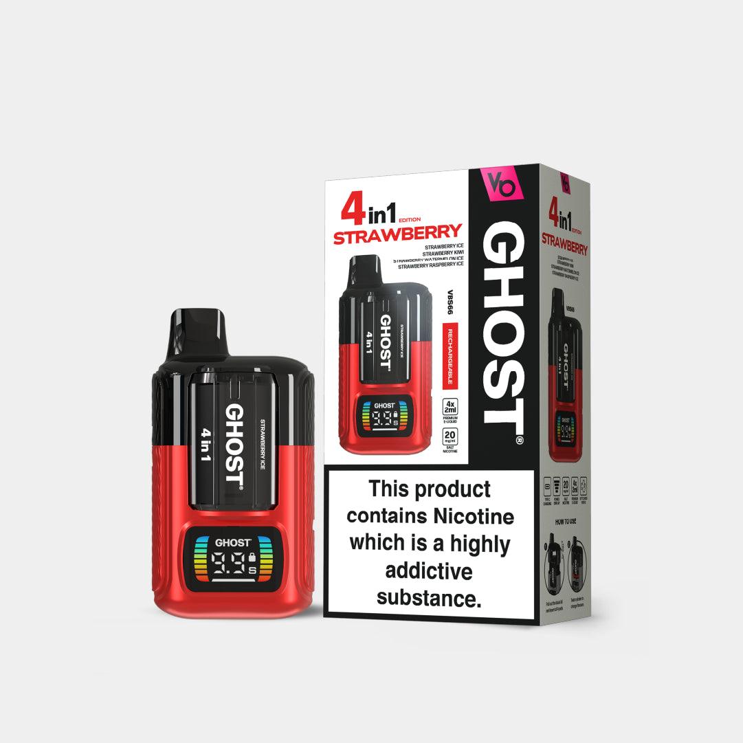 Strawberry Edition Ghost 4 in 1 Rechargeable Device Vapes Bars Strawberry Edition Ghost 4 in 1 Rechargeable Device Vapes Bars