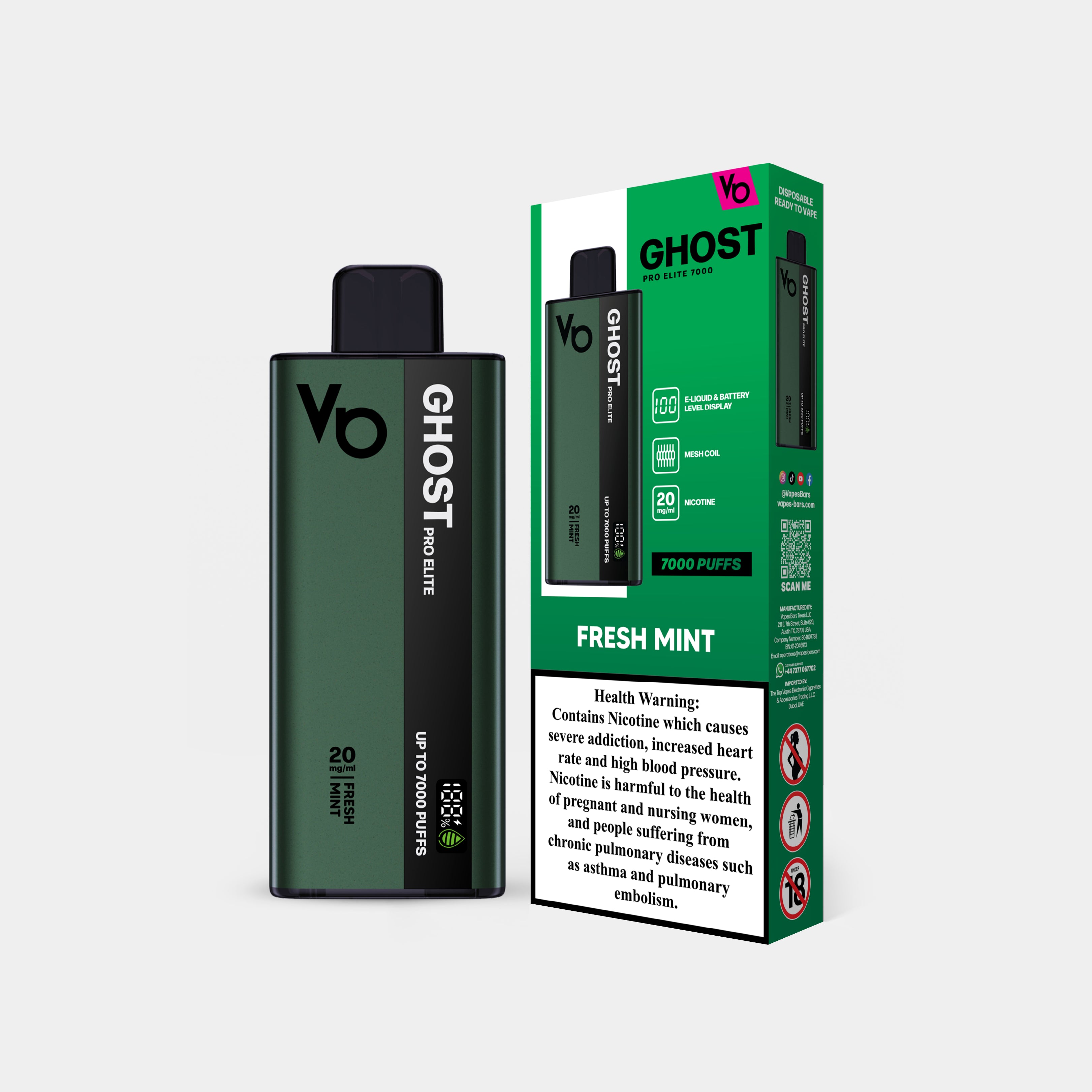 Ghost Pro Elite 7000 Fresh Mint With Packaging