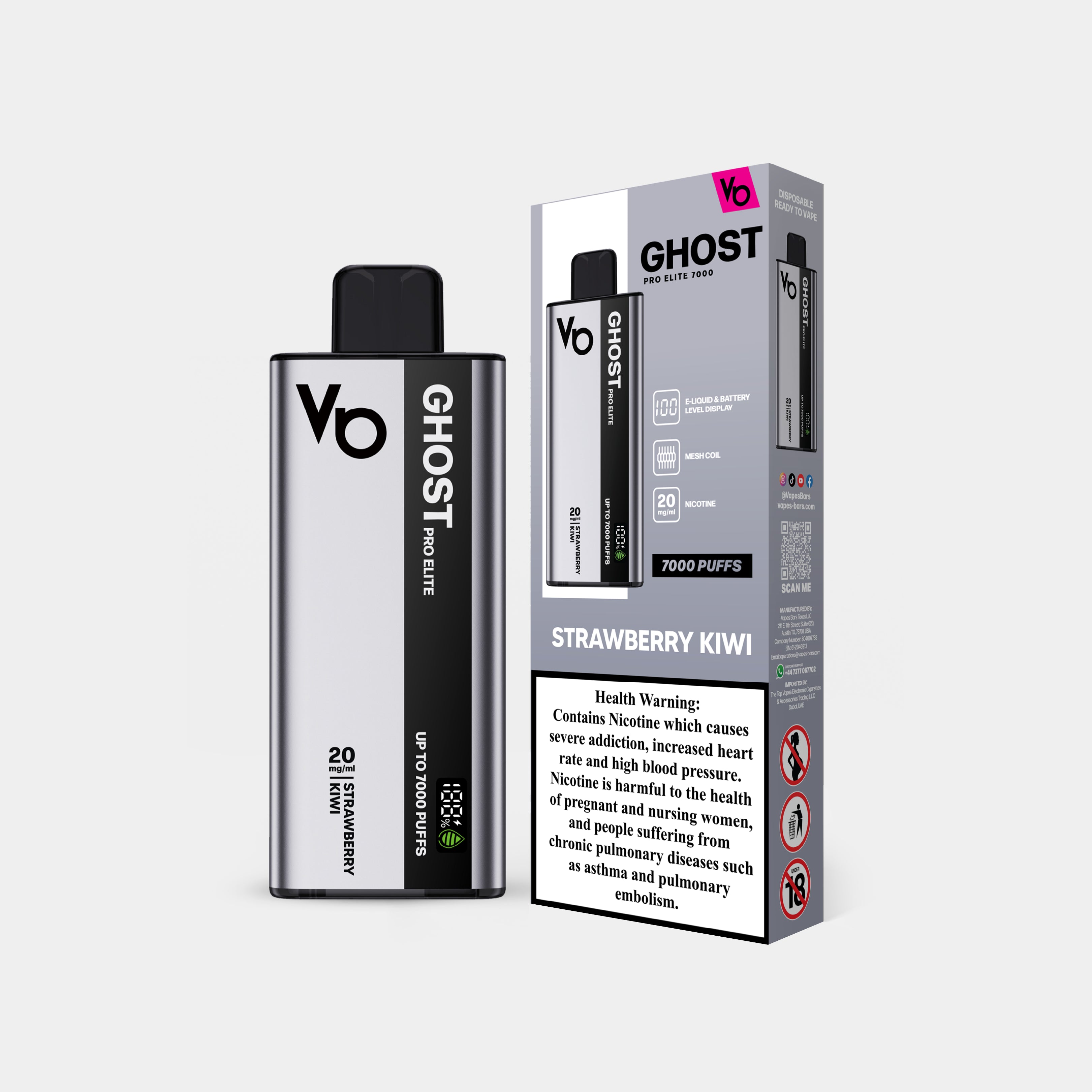 Ghost Pro Elite 7000 Strawberry Kiwi Wth Packaging