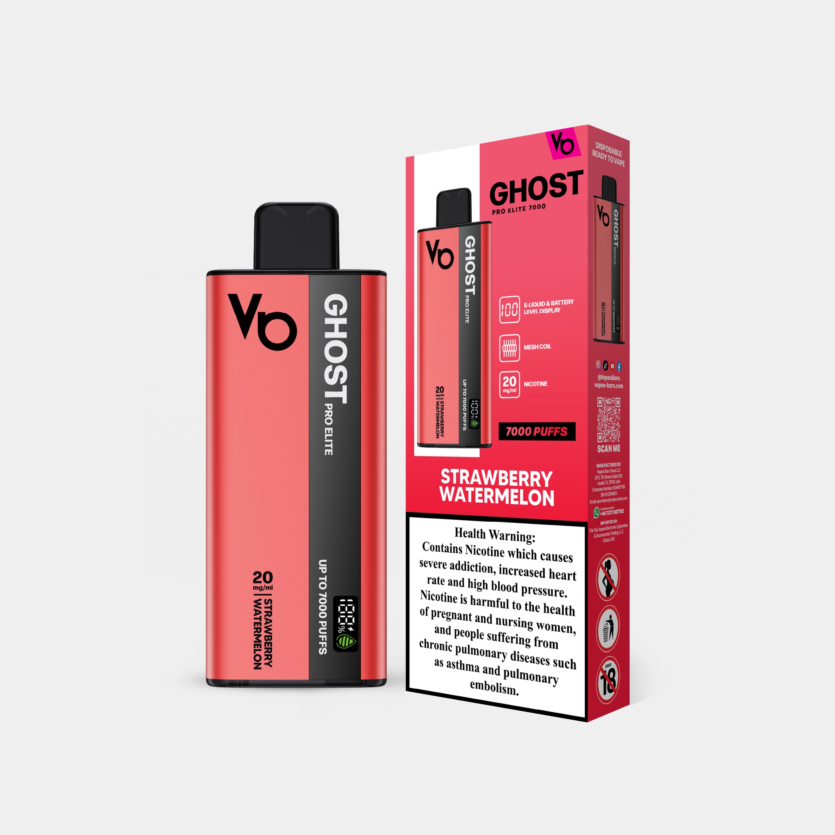 Ghost Pro Elite 7000 Strawberry Watermelon Ice With Packaging